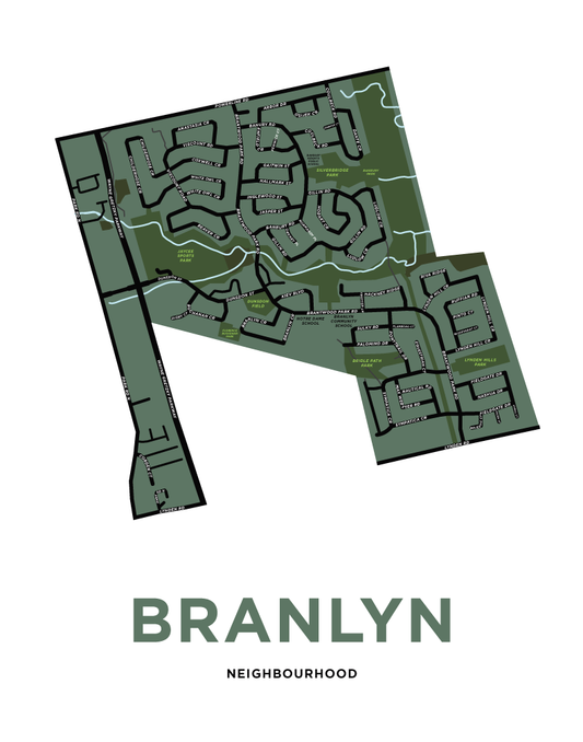 Branlyn Neighbourhood Map Print