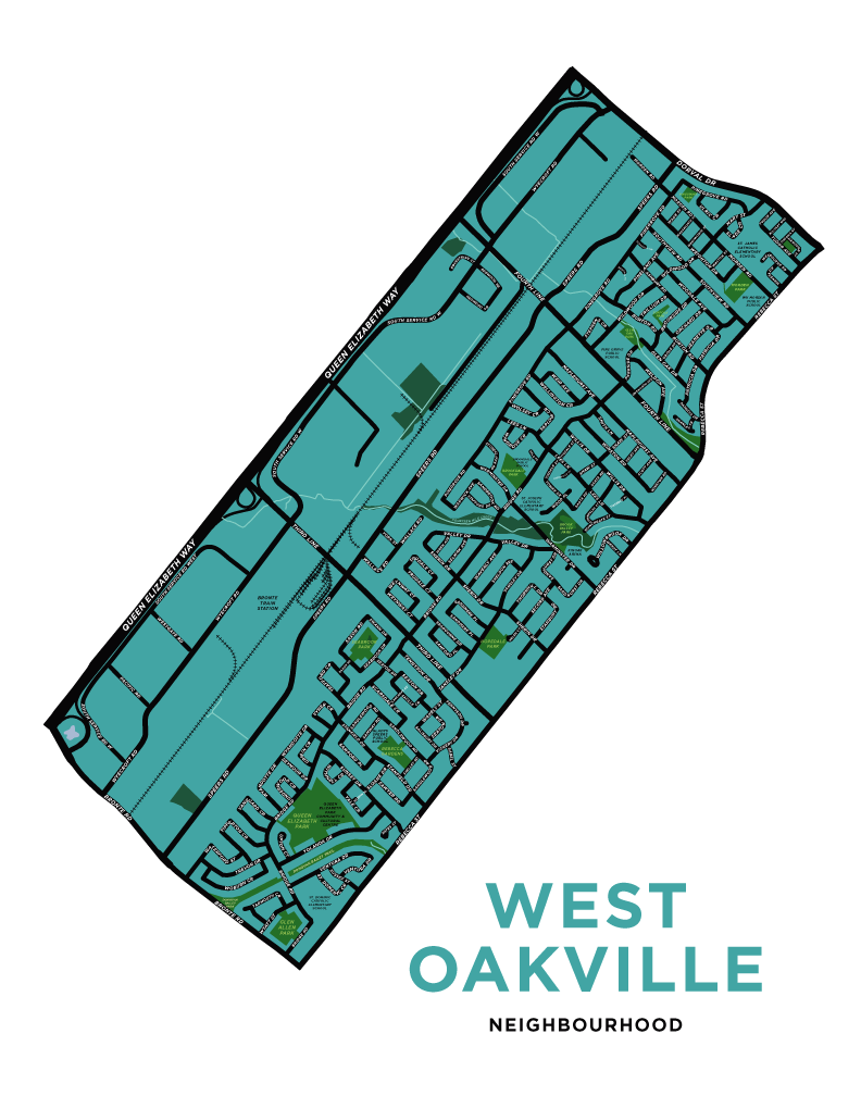 West Oakville Neighbourhood Map Print