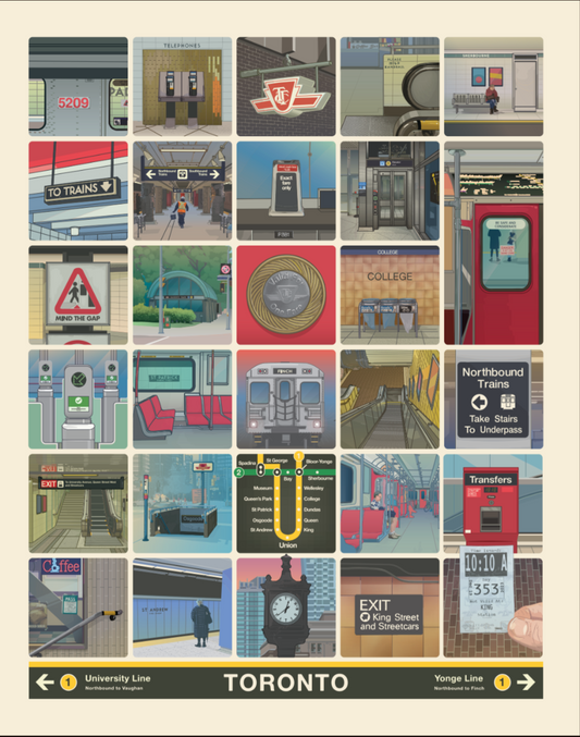Toronto TTC Downtown Subway Grid Print (30 squares version)