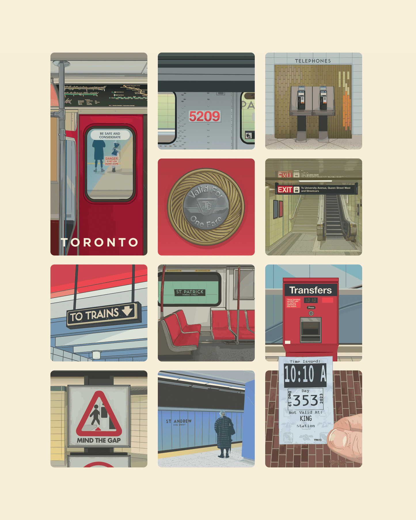 Toronto TTC Grid Print (12 squares version)