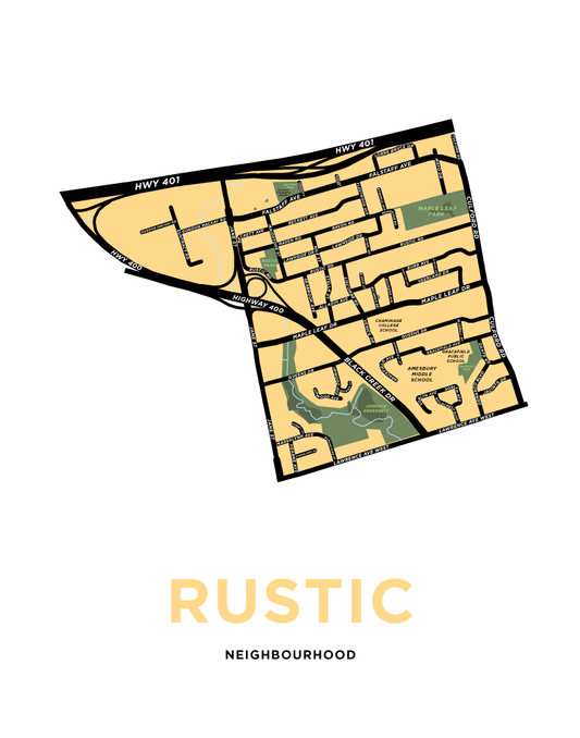 Rustic Neighbourhood Map Print