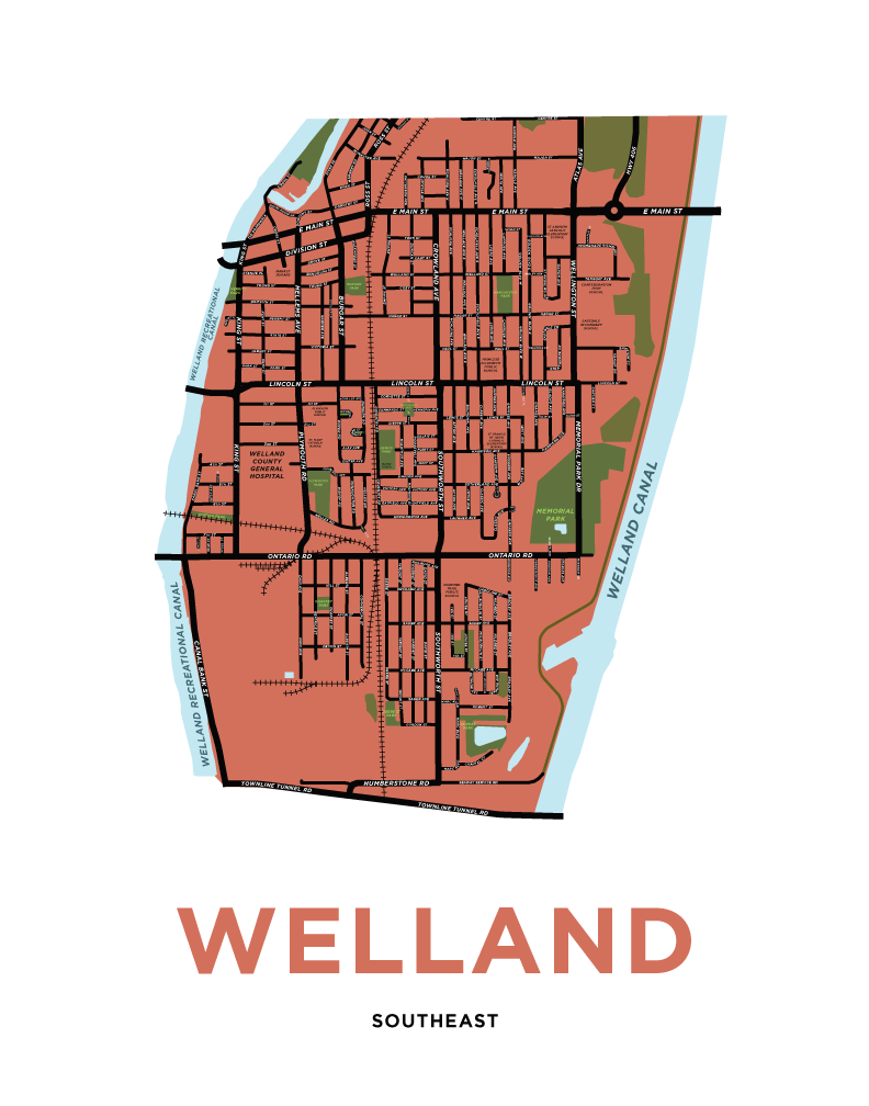 Southeast Welland Neighbourhood Map Print