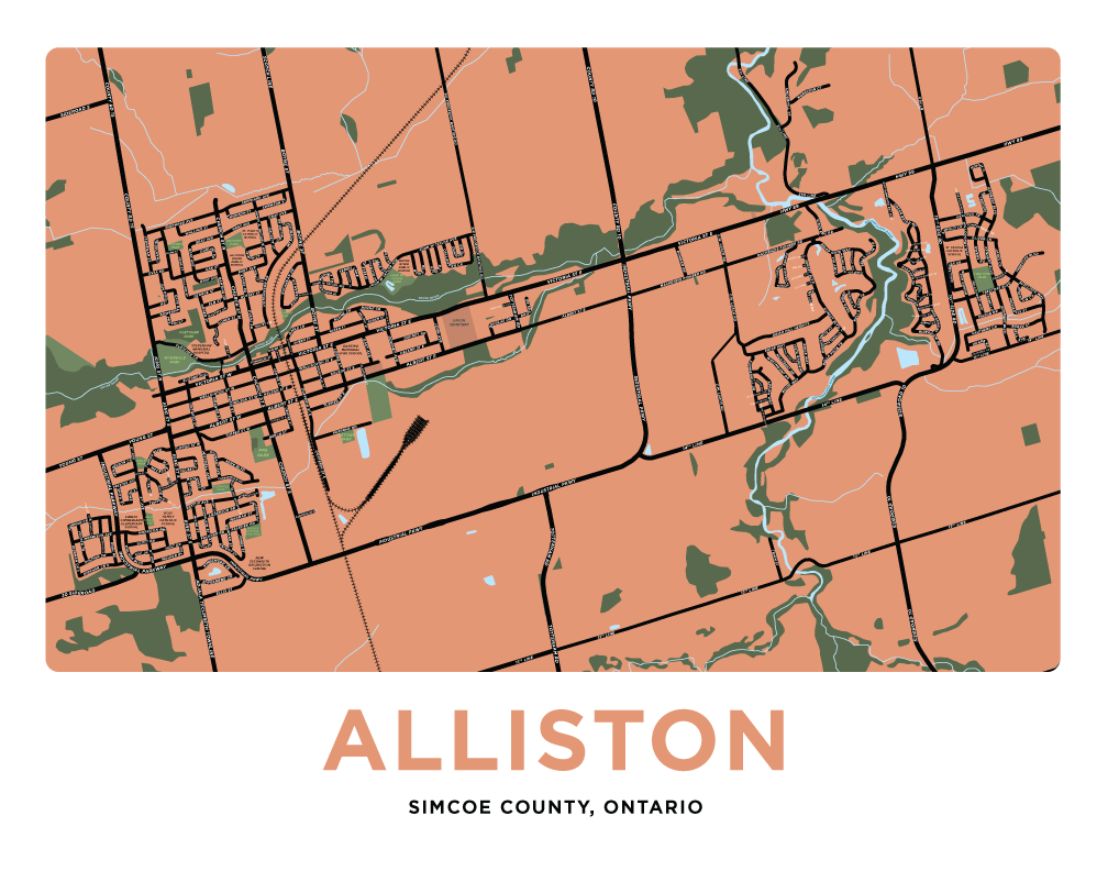 Alliston Map Print Jelly Brothers   Alliston 