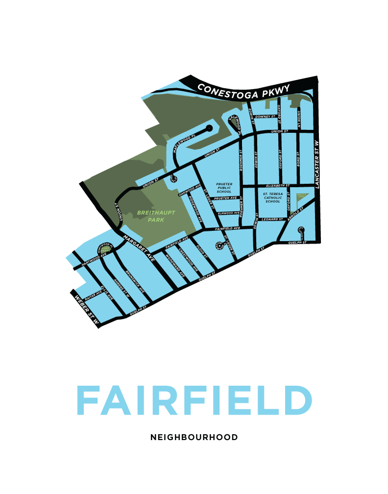 Fairfield Neighbourhood Map Print Jelly Brothers