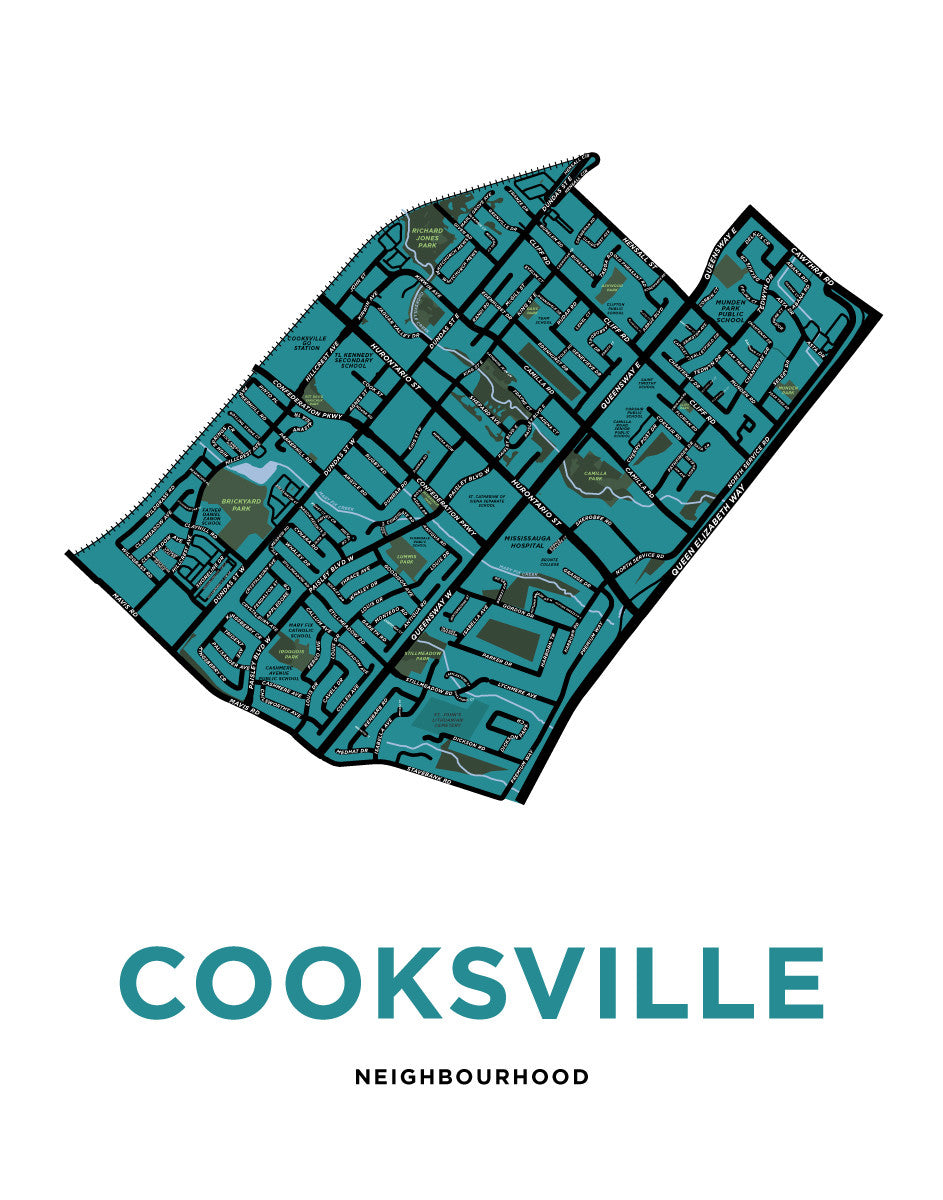 Cooksville Neighbourhood Map Print – Jelly Brothers