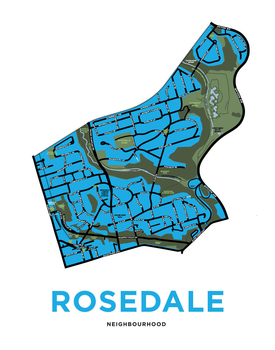 Rosedale Neighbourhood Map Print Toronto Jelly Brothers   Toronto Rosedale 