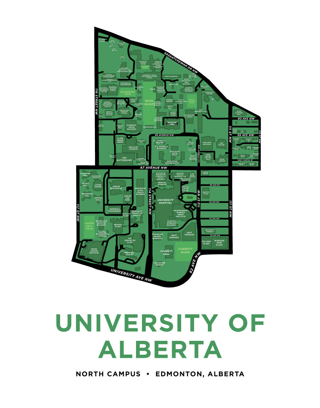 University Of Alberta Campus Map Print – Jelly Brothers