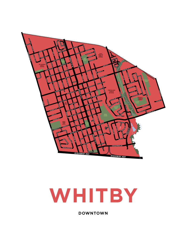 Downtown Whitby Neighbourhood Map Print